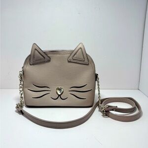 Betsey Johnson Faux Leather Cat Crossbody with Heart Nose and Cat Ears